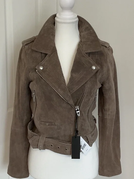 💐NWT💐 BLANKNYC Suede Moto Jacket Sand Stoner Beige Classic Genuine Leather - Picture 2 of 12